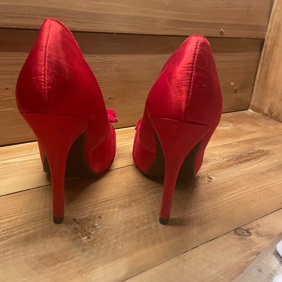 Call it Spring Red High Heels with Bows Pumps Shoes Size 7 - Picture 7 of 12